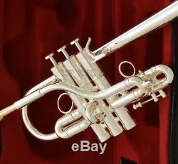 Professional Silver Plated Eb/D Trumpet horn Monel Valve With 2 Mouthpiece Case