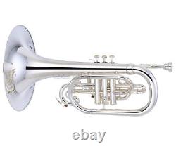 Professional Silver Plated Marching Mellophone Horn F Key 10.6'' Bell With Case