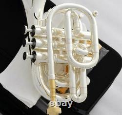 Professional Silver Plated Pocket Trumpet Bb Horn Monel valves With Case