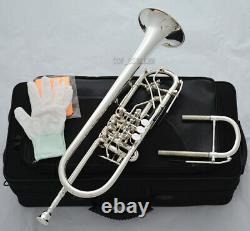 Professional Silver Plated Rotary Valve Bb Trumpet Upper Register Key New