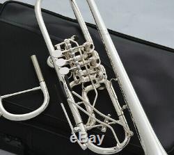 Professional Silver Plated Rotary Valve Trumpet B-Flat Upper Register Key New