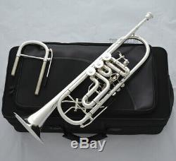 Professional Silver Plated Rotary Valve Trumpet B-Flat Upper Register Key New
