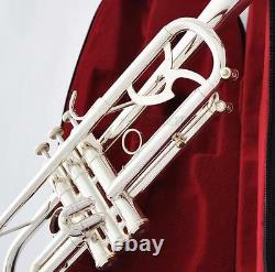 Professional Silver Plated Super Trumpet Horn Reverse Leadpipe Monel New Case