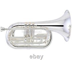 Professional Silver Plated marching baritone Horn Bb Key 10'' Bell With Case