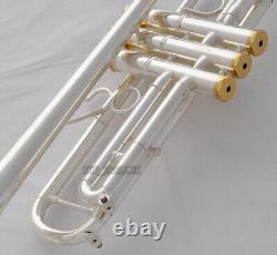 Professional Silver Trumpet Horn Reverse Leadpipe Monel Valve engraving bell NEW