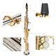 Professional Soprano Straight Saxophone Silver Plated Tube Gold Key Sax Kit Jjs