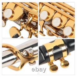 Professional Soprano Straight Saxophone Silver Plated Tube Gold Key Sax Kit JJS