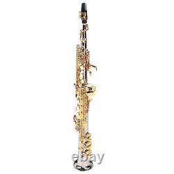 Professional Soprano Straight Saxophone Silver Plated Tube Gold Key Sax Kits