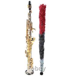 Professional Soprano Straight Saxophone Silver Plated Tube Gold Key Sax Kits