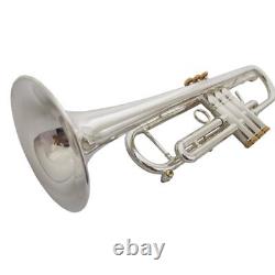 Professional Trumpet Silver Plated Gold Caps with Case 5C Mouthpiece