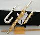 Professional Double Colour Bass Flute C Key Silver Gold Plated New