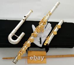 Professional double colour Bass Flute C Key Silver Gold Plated New
