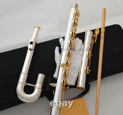 Professional double colour Bass Flute C Key Silver Gold Plated New