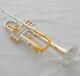 Professional New Bb Trumpet Silver Gold Plated Horn 3 Monel Valves With Case