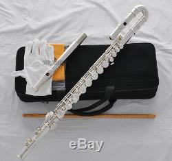 Professsional Silver Alto Flute G key With Straight curved headjoin Italian pad