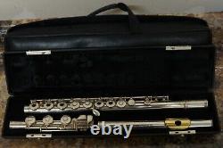 (QC)Gemeinhardt 3SB Solid Silver Open-Hole Flute Gold Plated Lip Plate WithCase