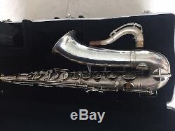 Rare Silver Plate Buescher Aristocrat Big B Tenor Saxophone Late 30s Small Bell
