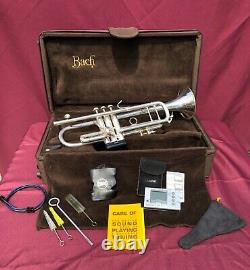 Rarely Used Bach Stradivarius Bb Trumpet Silver 180S37G Bach Case Tuner