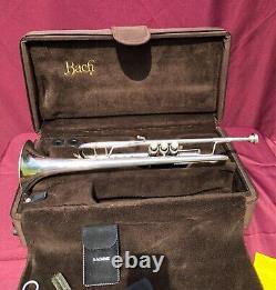 Rarely Used Bach Stradivarius Bb Trumpet Silver 180S37G Bach Case Tuner