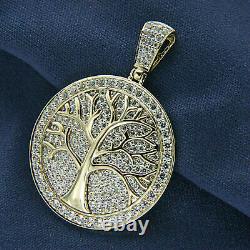 Real Moissanite 1.50Ct Round Men's Liberty Pendant 14K Yellow Gold Silver Plated