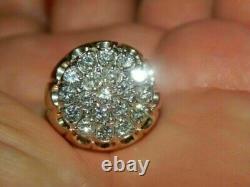 Real Moissanite 1.50Ct Round Men's Wedding Ring 14K Yellow Gold Silver Plated