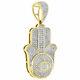 Real Moissanite 2.00ct Round Evil Eye Hamsa Pendant 14kyellow Gold Plated Silver