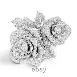 Real Moissanite 2.20Ct Cocktail Floral Inspire Ring 14K White Gold Plated Silver