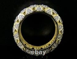 Real Moissanite 2Ct Round Cut Full Eternity Ring 14K Yellow Gold Plated Silver