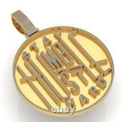 Real Moissanite 2Ct Round Cut Men's Custom Name Pendant 14k Yellow Gold Plated