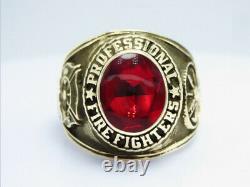 SILVER 925 W 10K PLATED, FIRE FIGHTER RING, PROFESSIONAL RING, US size 10.5