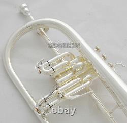 Sale! Professional Silver Plated Flugelhorn Monel Valves Bb Trigger Horn +Case