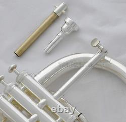 Silver Plated Flugelhorn Abalone Amado Key Bb Flugel NEW Engraving Bell