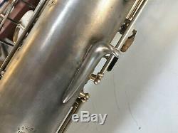 Superb Vintage Buescher Bass Saxophone, All New Pads, New Case, 100% Orig Silver
