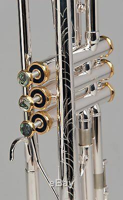 TEMPEST Bb TRUMPET HANDMADE SILVER PLATED NICKEL PLATED VALVES ENGRAVED BODY