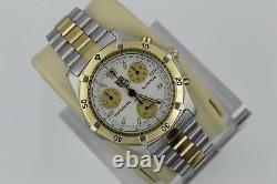 Tag Heuer 2000 White CK1121 Gold Professional Silver Watch Mens Chronograph SS