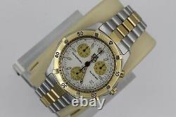 Tag Heuer 2000 White CK1121 Gold Professional Silver Watch Mens Chronograph SS