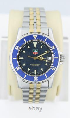 Tag Heuer 959.713 WD1211 WD1223 Blue 1500 Professional Watch Mens Silver Gold SS