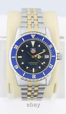 Tag Heuer 959.713 WD1211 WD1223 Blue 1500 Professional Watch Mens Silver Gold SS