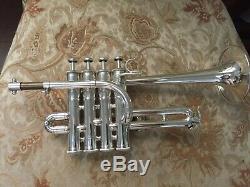 Used YAMAHA YTR-9830 Bb/A 4 Valve Professional Silver Piccolo Trumpet Exellent