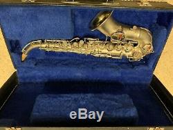 Vintage C. G. Conn curved, silver-plated soprano saxophone New Wonder