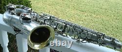 Vintage Symphony CONN Stencil Silver Alto Sax withGold Wash Bell for Restoration