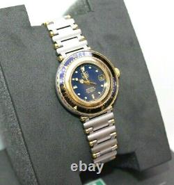 Vintage Tag Heuer Executive 18K Gold plate & SS Ladies Blue Dial Watch 915.608