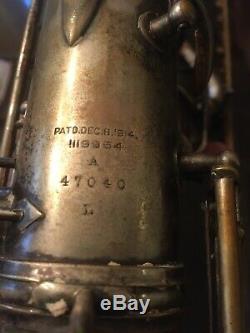 WW1 USN Navy 1918 CG CONN Silver New Wonder Alto Sax Saxophone Broadus S4
