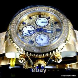 Womens Invicta Pro Diver 1.39CTW Diamond Pave Gold Plated Steel 38mm Watch New
