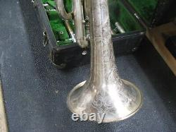 York Professional Cornet 1909 Fully Etched Case, Mouthpiece + Extra Slides