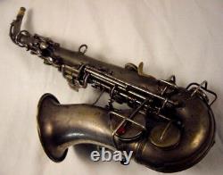 1921 C. G. Conn Nouveau Wonder Professionnel Bb Courbe Argent Saxophone Soprano Rare