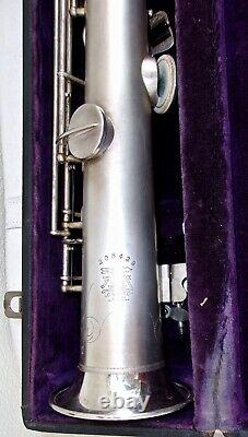 1927 Buescher True Tone Bb Silver Plated Soprano Sax Orig Pads, Museum Quality