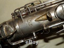 1927 Conn New Wonder II Chu Sax Alto / Saxophone, Argent Original, Plays Great