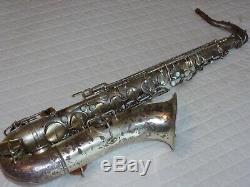 1929 Buescher Vrai Ton Tenor Saxophone, Argent, Tapis Pression, Plays Great