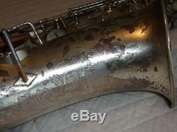 1929 Buescher Vrai Ton Tenor Saxophone, Argent, Tapis Pression, Plays Great